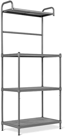 Scaffale da Cucina per Forno a Microonde, Scaffalatura Metallo Salvaspazio a 4 Ripiani, per Soggiorno, Ufficio, Camera da Letto, Portata 100kg, 60 x 34 x 136 cm