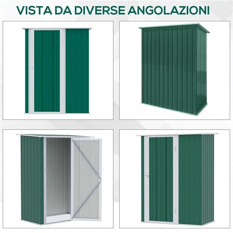 CASETTA PORTA ATTREZZI CAPANNO IN ACCIAIO IMPERMEABILE 142X84X189CM