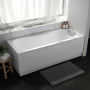 Vasca da bagno a parete 180x80 con pannelli bianco lucido e cuscino antibatterico Calypso