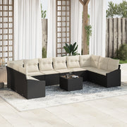 Set da Pranzo da Giardino da 10 Pezzi con Cuscini Rattan Polare Beige