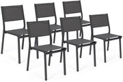 Set di 6 sedie da giardino impilabili OLBIA in metallo e textilene, grigio antracite