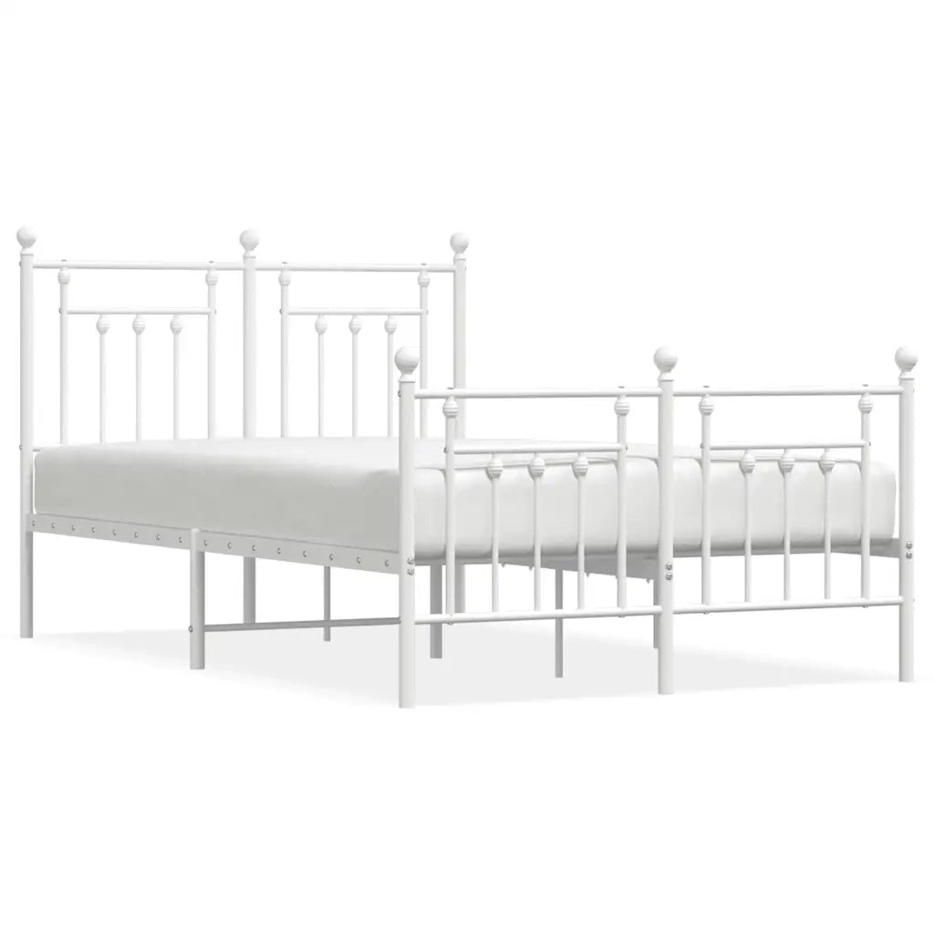 Giroletto con Testiera e Pediera-Struttura Letto Metallo Bianco 120x190 cm 850859