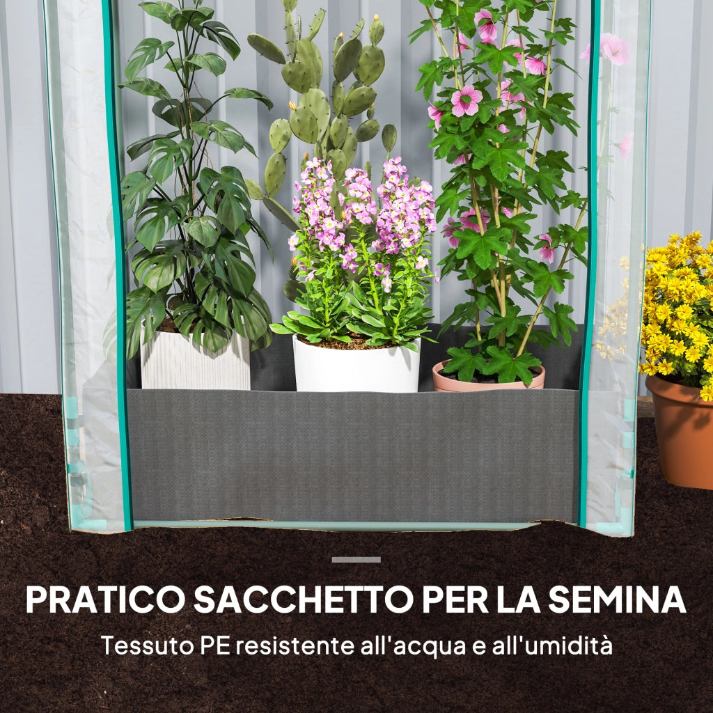 Serra da Parete per Piante con Ingresso Avvolgibile ¨C zephmum ¨C Acciaio e Plastica Trasparente 89x50x152 cm