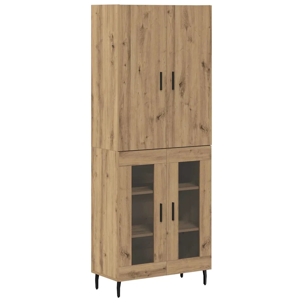 Credenza 2 pcs Legno vecchio Legno Stratificato e Vetro