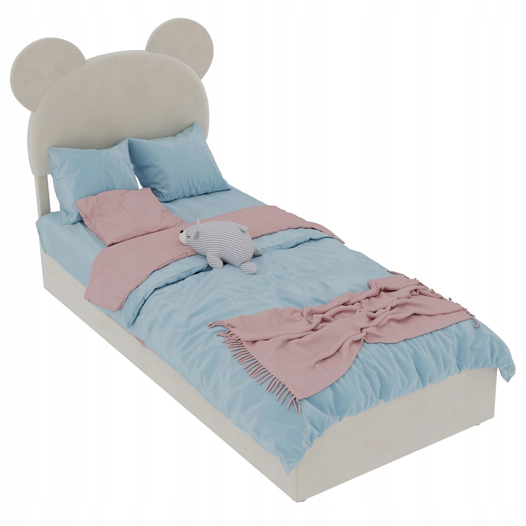 Letto imbottito singolo 90x200 - Xylo - Beige, testiera imbottita