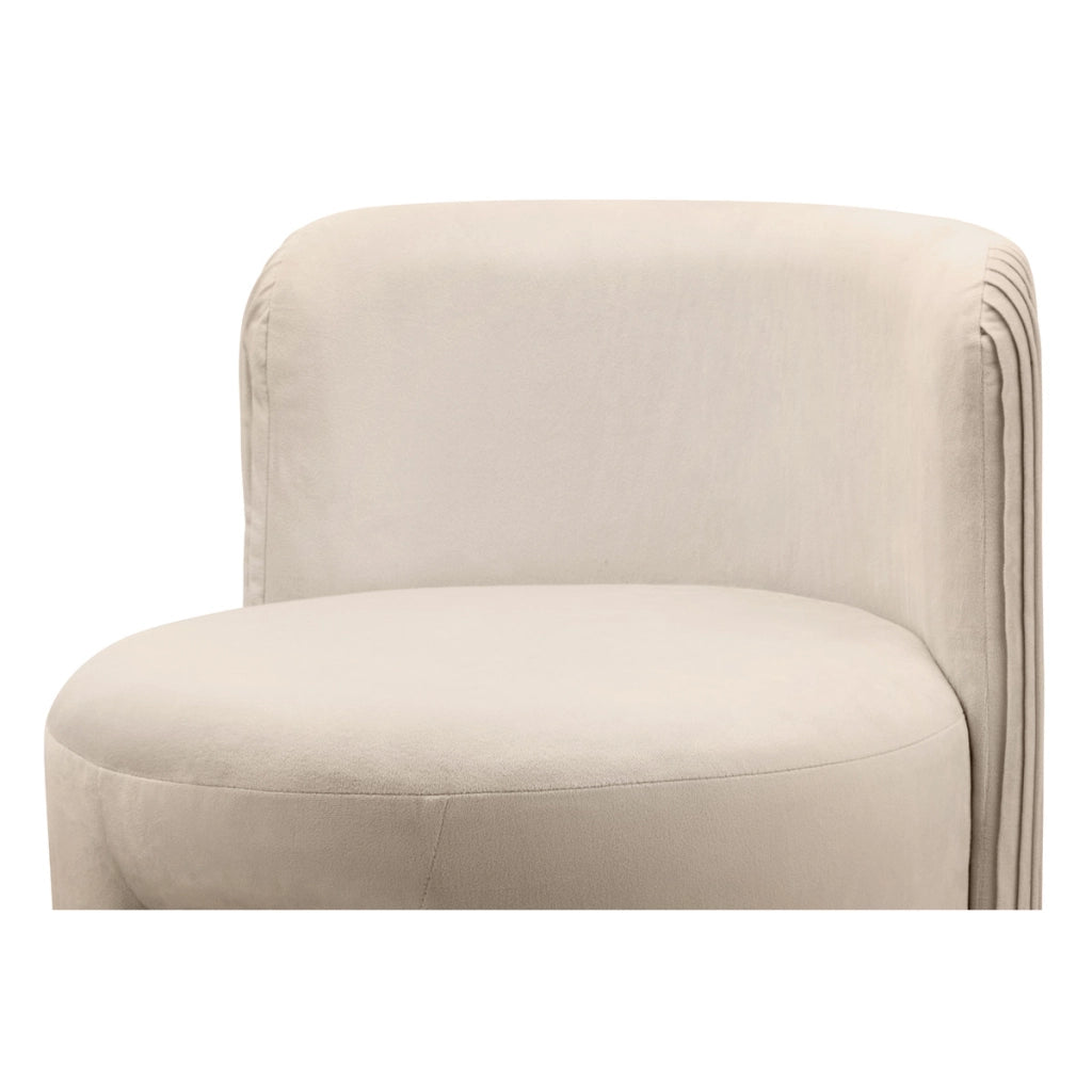 Pouf curvo Curvy in velluto rosa antico con schienale