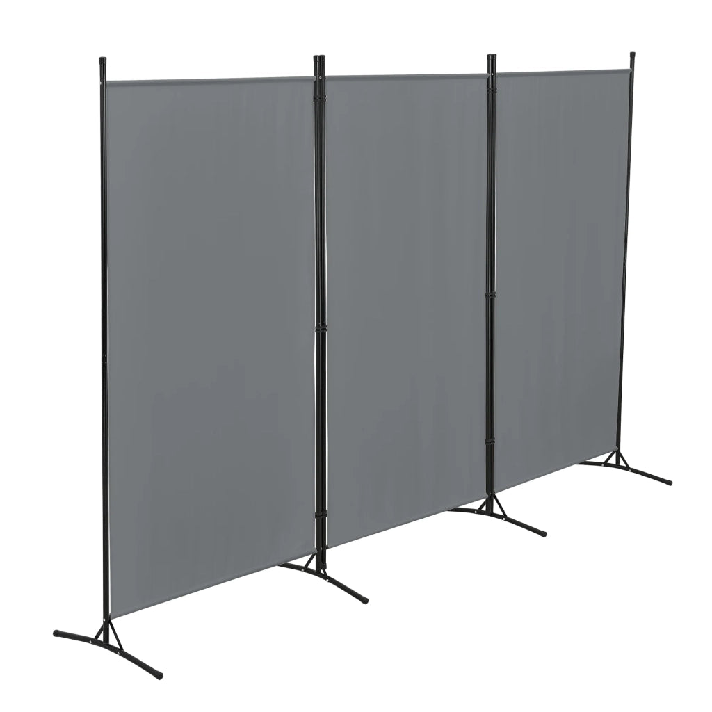 Schermo divisorio per la privacy Teruel a 3 pannelli 176 x 260 cm grigio scuro 03_0008058