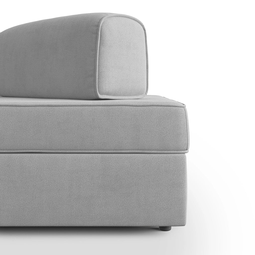 Liberty Divano con pouf estraibile e schienali movibili in tessuto morbido impermeabile T02 200 cm grigio chiaro
