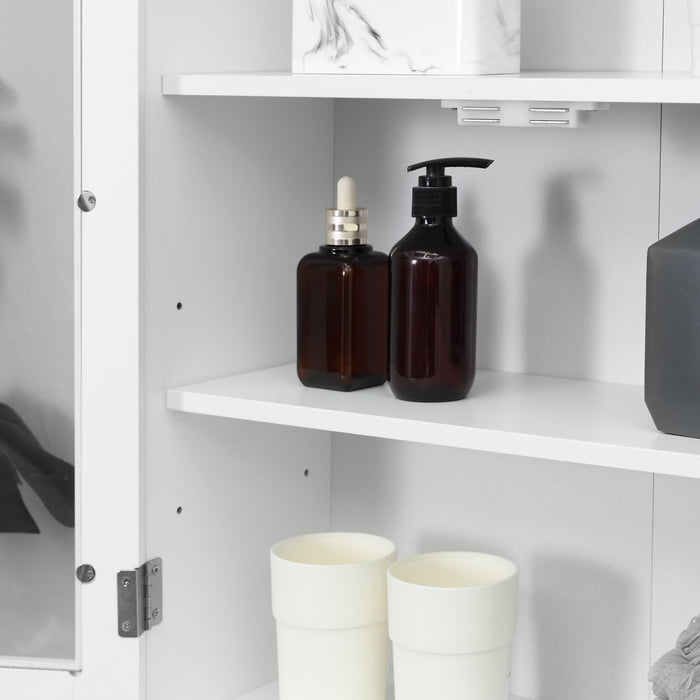 Pensile da Bagno Armadietto con Anta a Vetro 55x20x65 cm in Legno Bianco