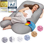 Cuscino per lattesimo e allattamento U-vormabile - copertura rimovibile e lavabile - tessuto di cotone - Classic XXL 150 x 80 cm - colore grigio