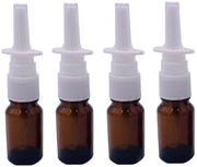 Spruzzatore per il Naso Riempibile - 4 x Flacone da Spillo - Vetro Amber - 10 ml - Soluzione Salina Medica - Ideale per Irrigazione Nasale - Flacone da Spillo