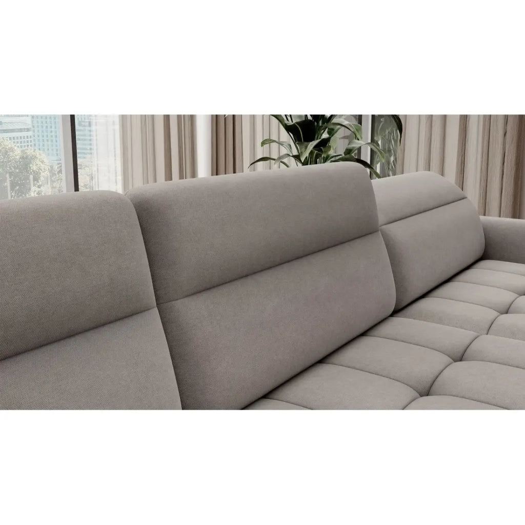 Divano angolare convertibile BERTHO 306 cm grigio chiaro - Angolo destro con contenitore