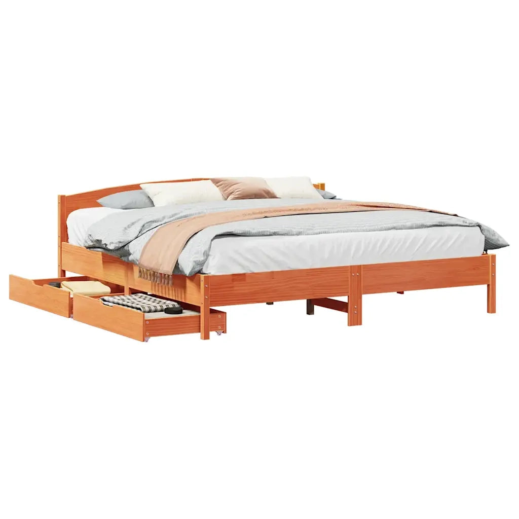 Letto matrimoniale | Letto per adulti | Letto senza Materasso Marrone Cera 180x200 cm in Legno di Pino