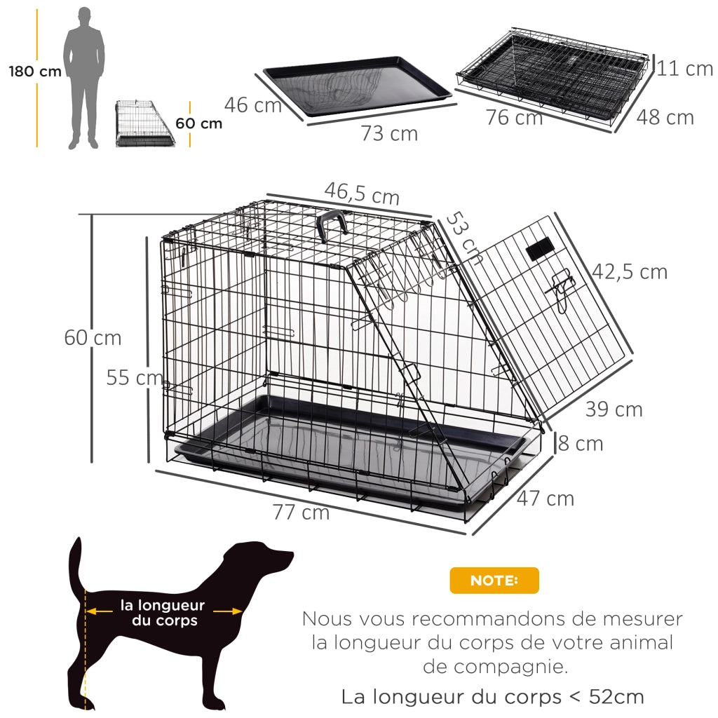 Trasportino per cani L ¨C Xylo ¨C 77x47x55 cm metallo nero