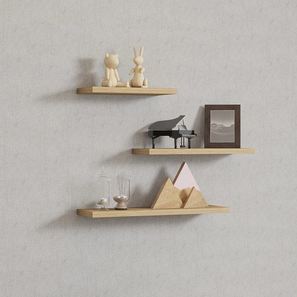 Roscigno, Mensola 3 Ripiani, 30x2x14h cm Marrone Rovere Chiaro