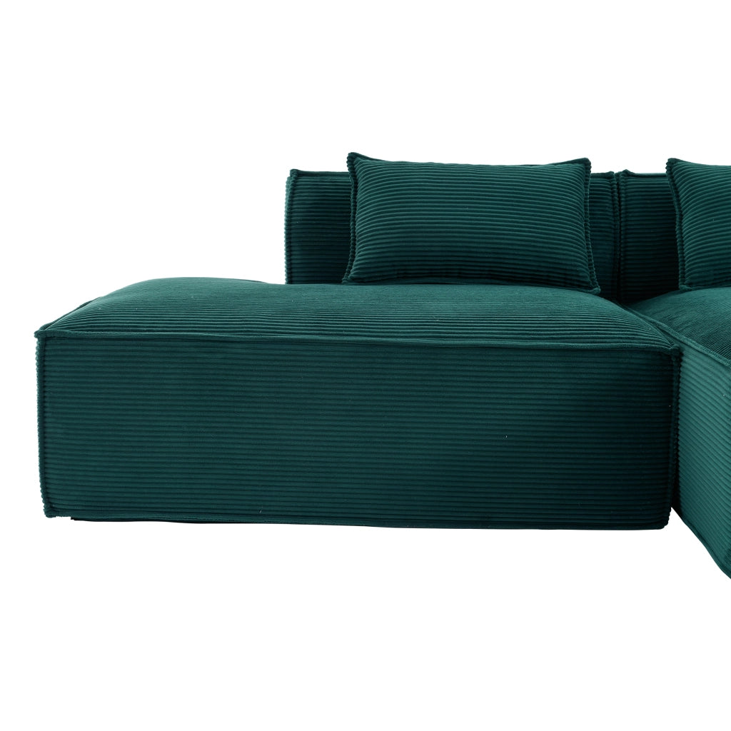 Divano dritto 2 posti con cuscini, in poliestere imbottito, Verde rétro, 235 cm