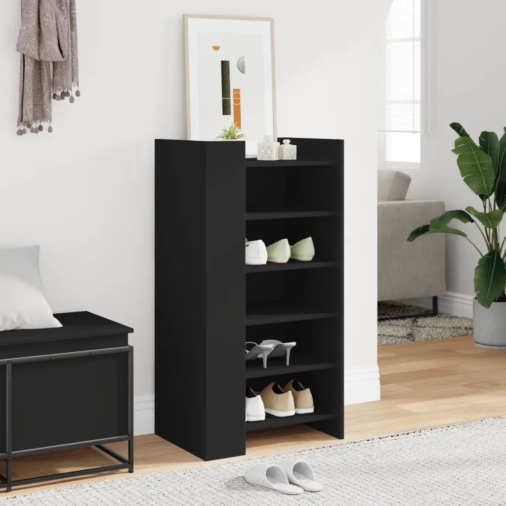Scarpiera-Scaffale per scarpe Nera 52x37,5x100 cm in Legno Multistrato 579761