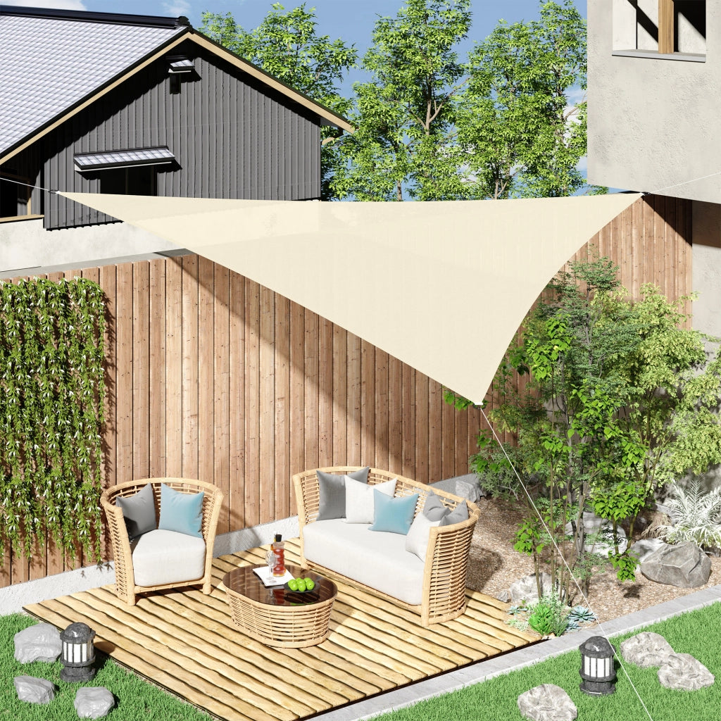 Tenda a Vela Triangolare ¨C Zephmum ¨C Tessuto HDPE Leggero e Resistente Crema 5x5x5m