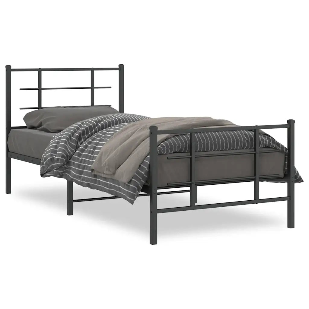 Giroletto con Testiera e Pediera-Struttura Letto Metallo Nero 90x200 cm 153447