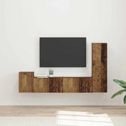Set mobile TV 4 pz-Credenza per TV Legno vecchio Legno multistrato 541229