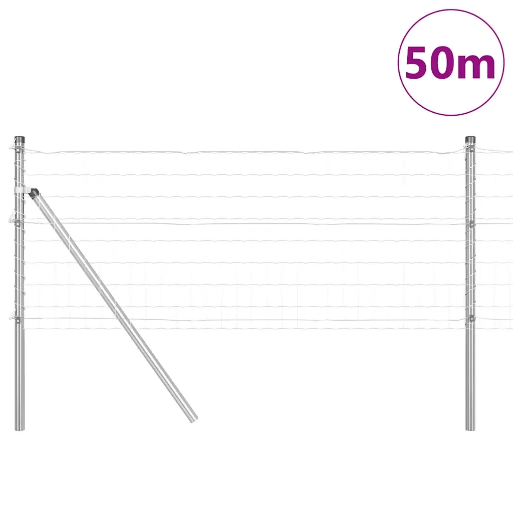 Recinzione con Posto Argento 0,4 x 50 m Acciaio e PVC