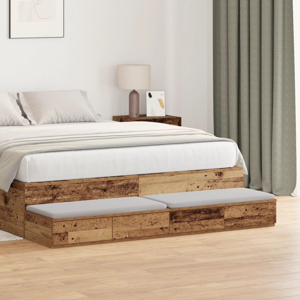 Cassetti per letto  in legno vecchio 135x36,5x16,5 cm in legno ingegnerizzato