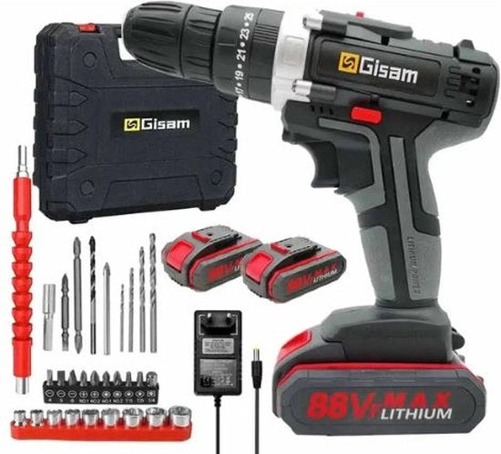 Macchina da forare - Macchina da vitiare - Macchina da forare elettrica - Macchina da forare a batteria - Macchina da vitiare elettrica - Foro - Macchina da vitiare elettrica - 2x Batteria - Con accessori - Con valigetta