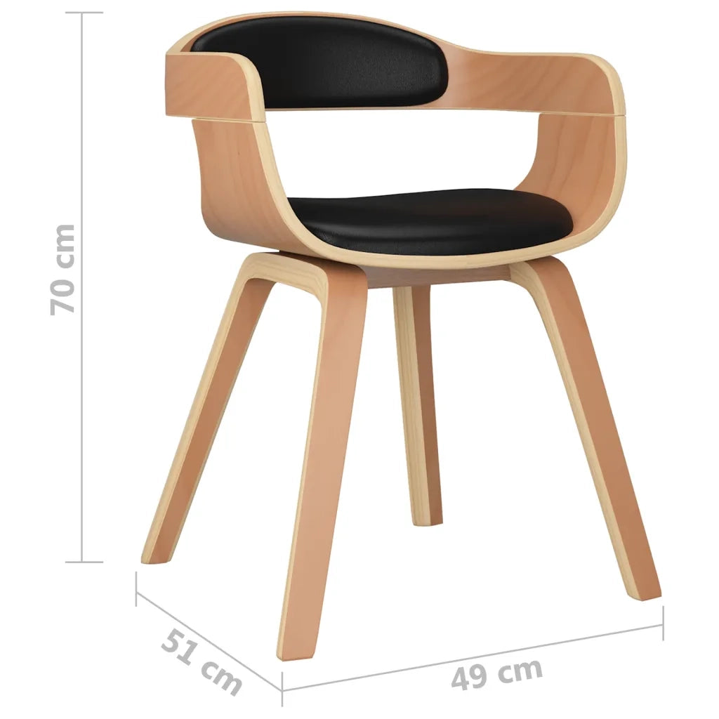 Sedia da Pranzo | Sedie da cucina Nera in Legno Curvato e Similpelle