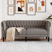 Divano Chesterfield a 2 Posti-Sofa 2 Posti-Divanetto Tortora in Tessuto