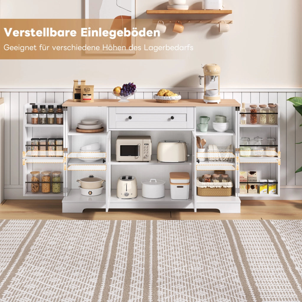 Credenza da cucina 138 cm con cassetto e ripiani regolabili