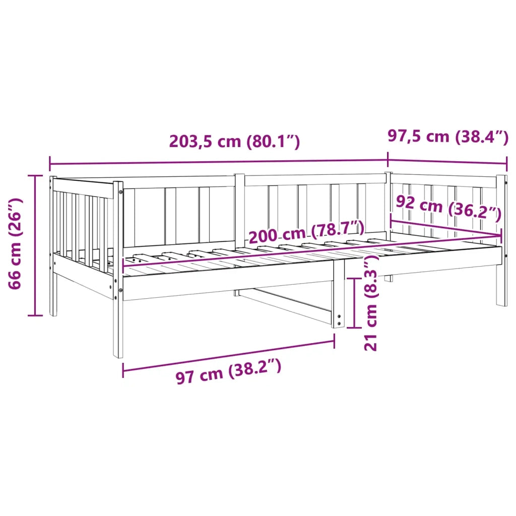 Struttura del letto Marrone cerato 90 x 190 cm Pino massello 863890