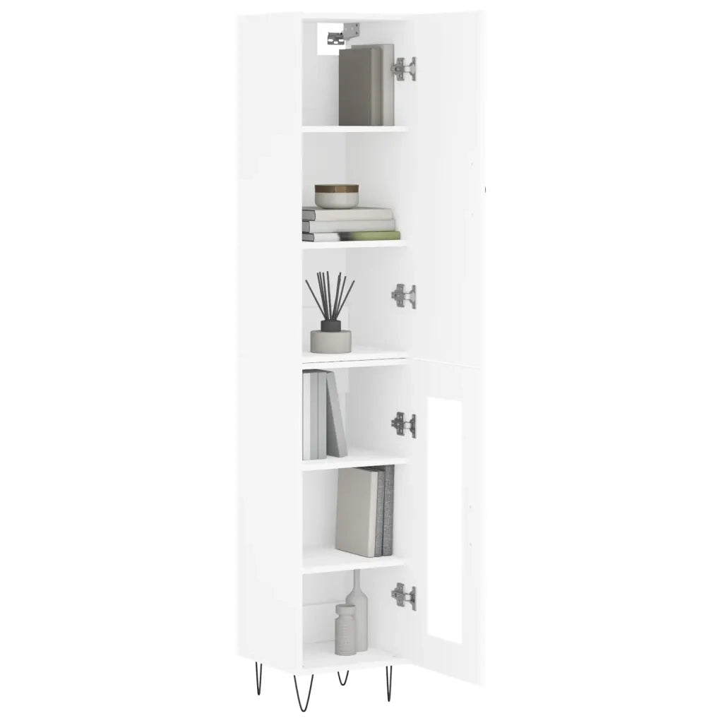 Credenza-Buffet-Armadio da cucina Bianca 34,5x34x180 cm in Legno Multistrato 162302