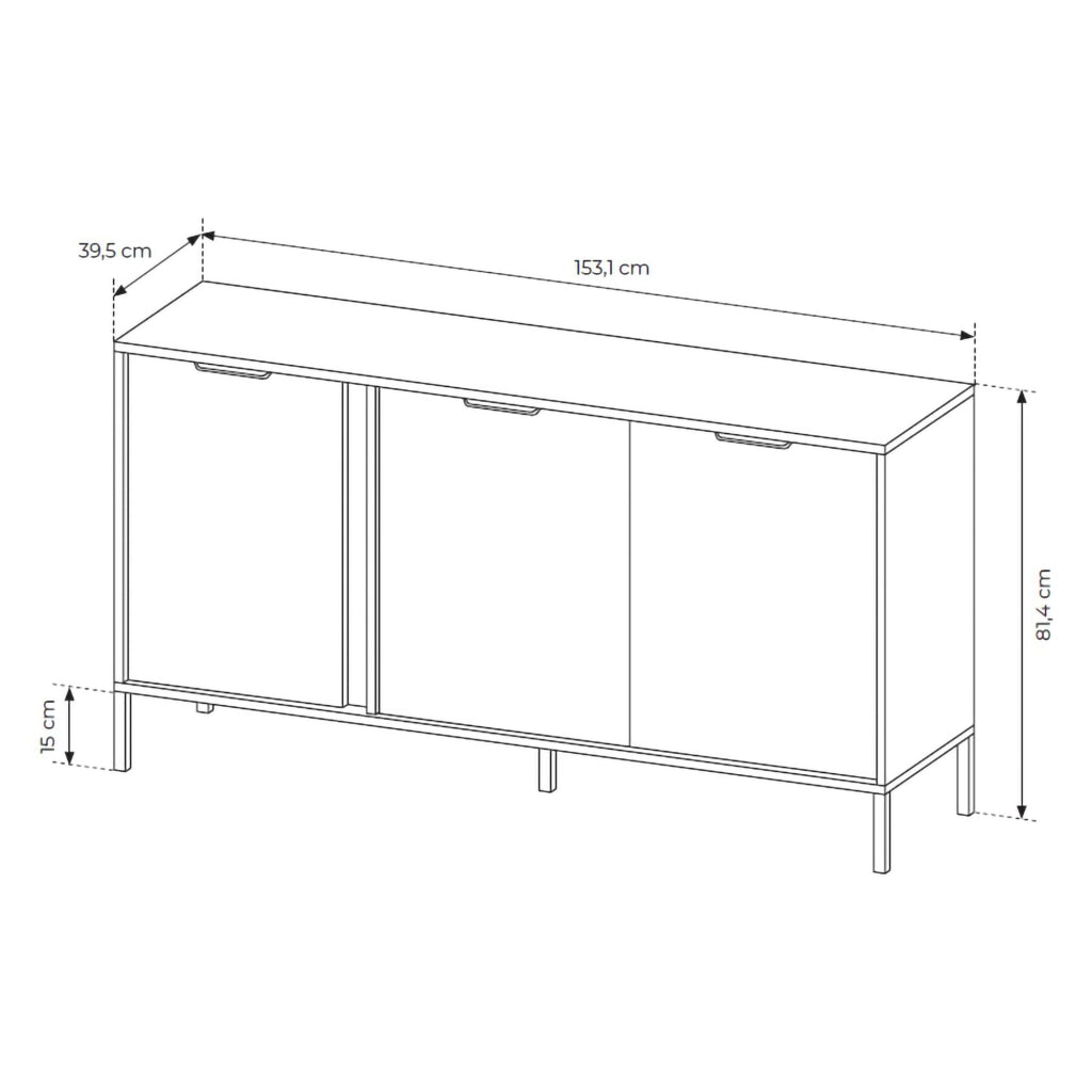 Madia Hamagami, Credenza 3 Ripiani, 153x40x81h cm Nero