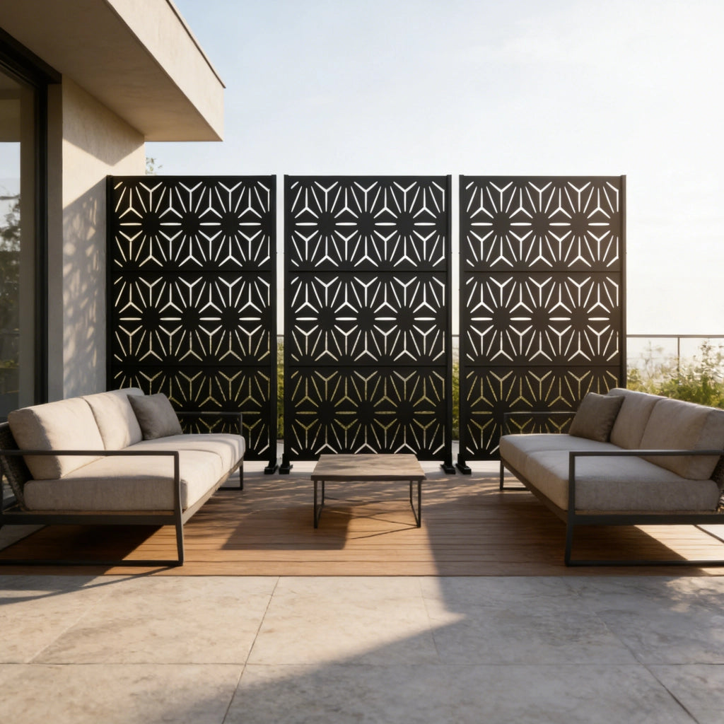 Pannello Divisorio Kilsturd in Acciaio Zincato con Motivo Decorativo 180x120 cm - Nero casa.pro