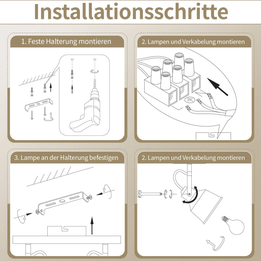 ZMH Faretto da Soffitto Vintage 3 Lampade Nero 25W Attacco E14 Industriale Venatura Legno per Soggiorno Senza Lampadine