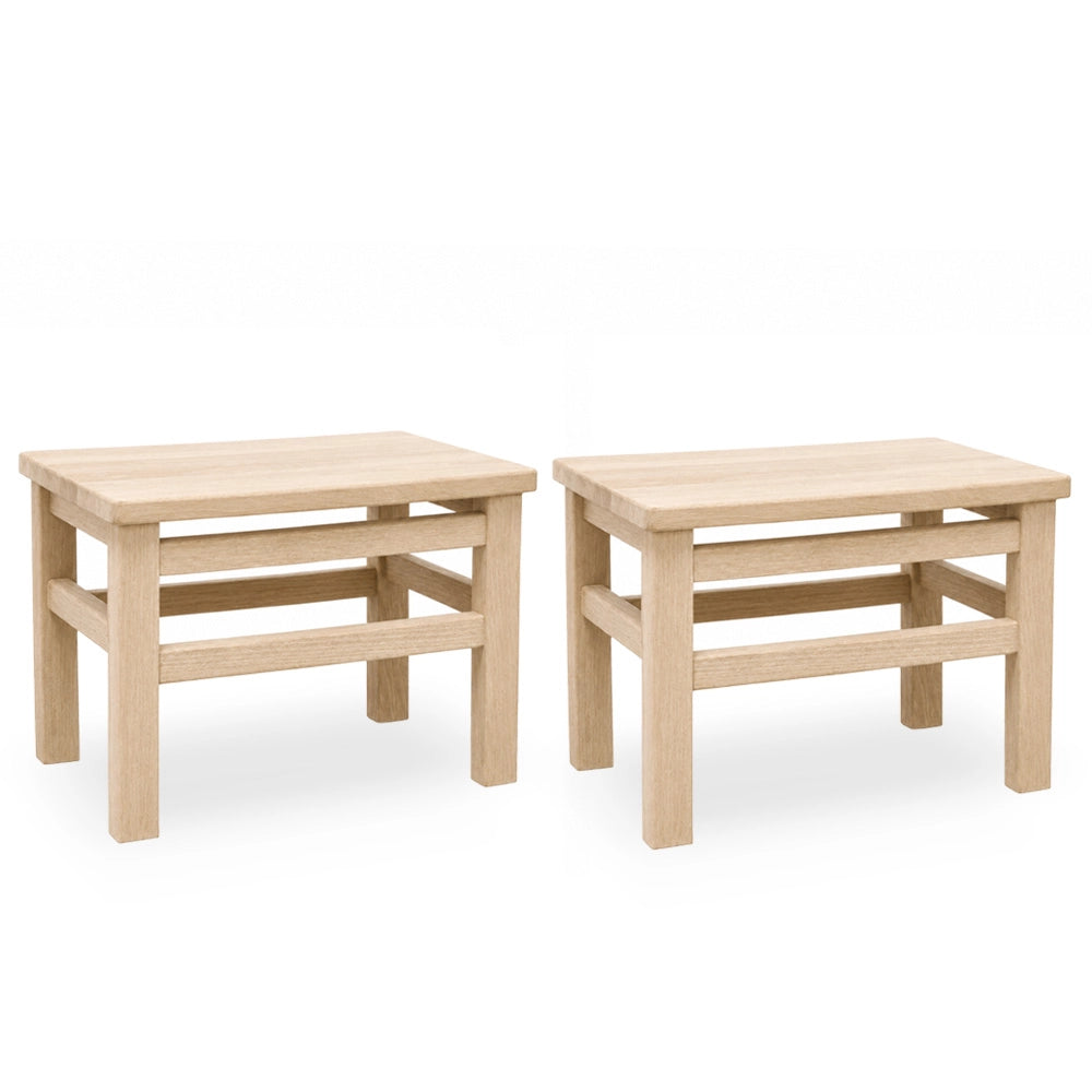 Set di 2 sgabelli bassi sgabellini panche poggiapiedi seduta in legno naturale