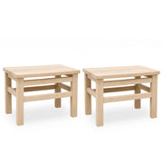 Set di 2 sgabelli bassi sgabellini panche poggiapiedi seduta in legno naturale