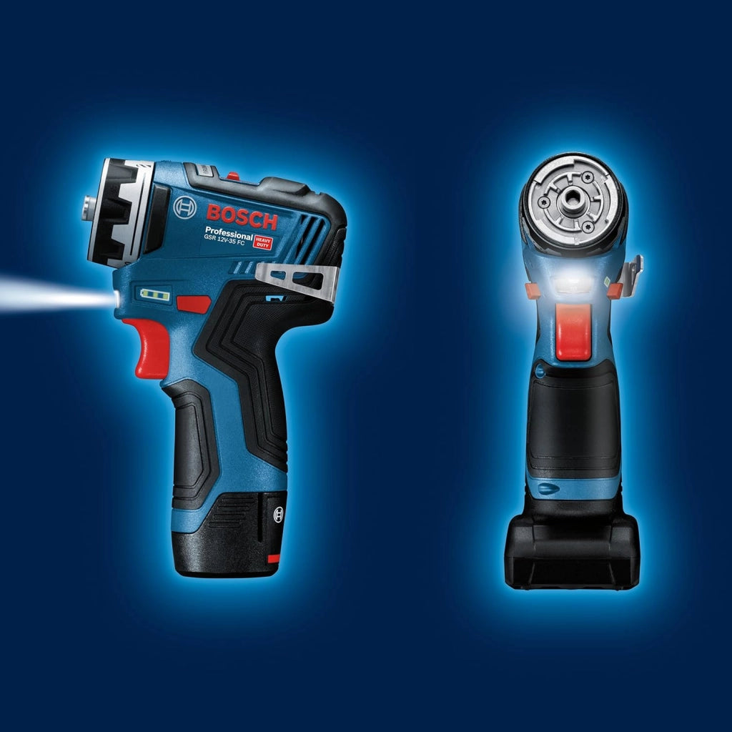 Bosch Professional GSR 12V-35 FC FlexiClick System Trapano-avvitore a Batteria 12V System, Include 2 Batterie 3.0 Ah, Caricabatterie Rapido GAL 12V-40,Include Mandrino GFA 12-B, in L-BOXX, 06019H3001
