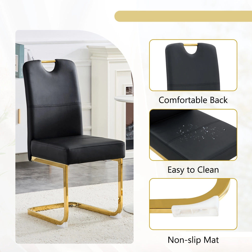 Set di 2 sedie da pranzo con schienale ergonomico e piedini antiscivolo stile moderno in PU nero