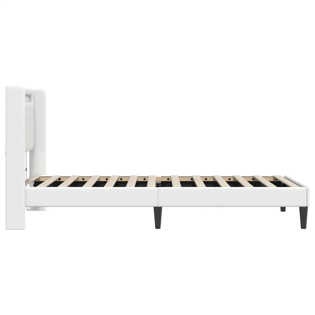 Struttura del letto con testiera Bianco 90 x 200 cm Similpelle