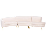 Divano 4 posti in velluto beige seduta posteriore gambe in metallo dorato retro