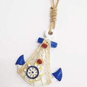 Trade Shop - Appendino Parete Ancora Blu Bianco Shabby Stile Marino Segnaposto Bomboniera -