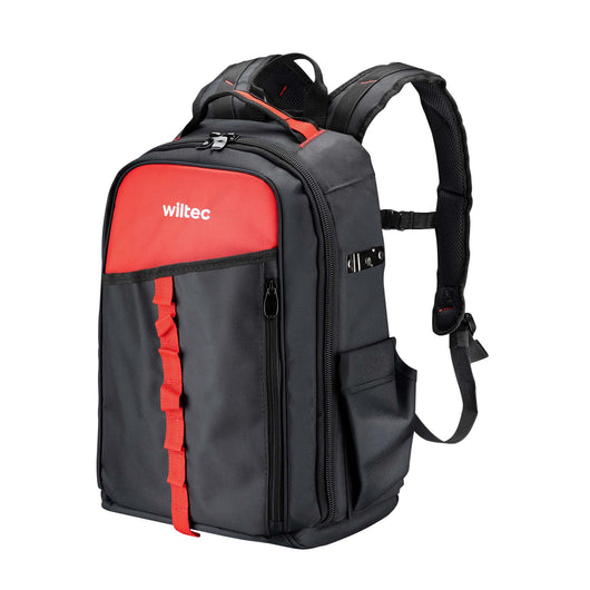 Zaino porta attrezzi 33 x 20 x 43 cm, portata 30 kg, borsa porta attrezzi con 16 scomparti, zaino porta utensili imbottito, per elettricista, idraulico, giardiniere,