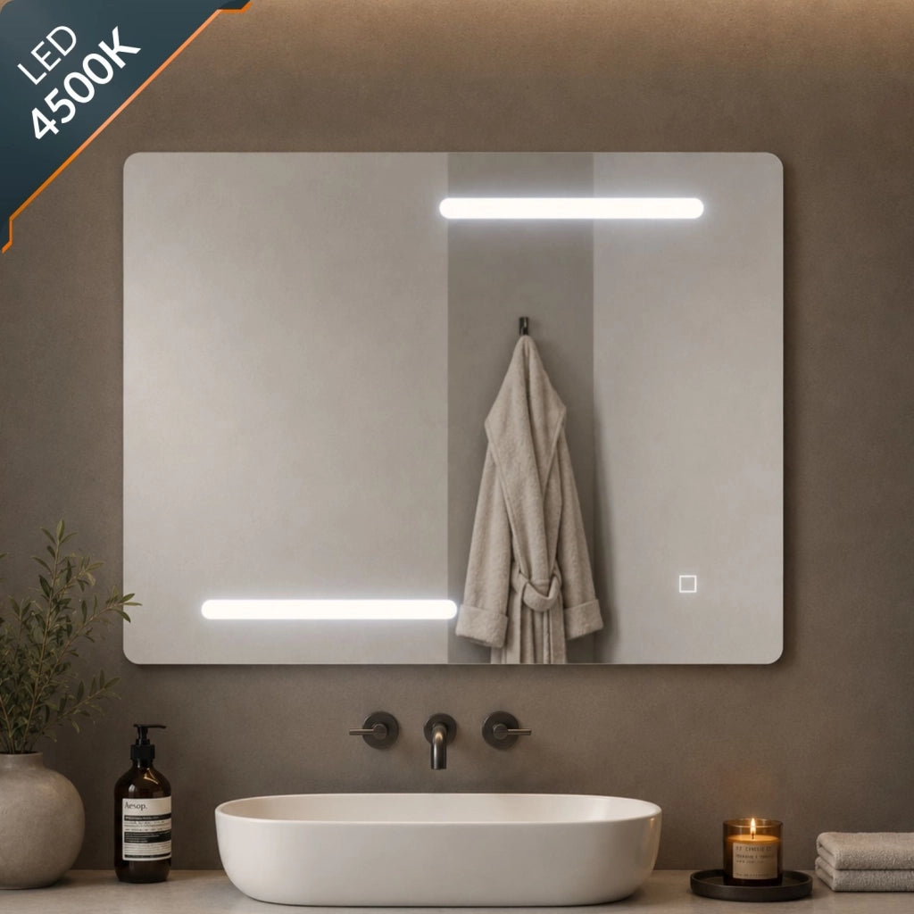 Specchio rettangolare led con interruttore touch elegante e funzionale *** misure 90x70 cm, tonalità dimmerabile 270...