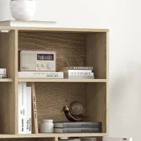 Libreria scandinava 4 nicchie + 2 armadi con ripiano dim. 80L x 24l x 123H cm Piedi affusolati inclinati Legno Massiccio Quercia
