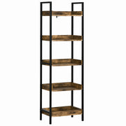 EasyComfort Libreria Stile Industriale a 5 Ripiani in Legno e Metallo, 48x30x155cm, Marrone Rustico