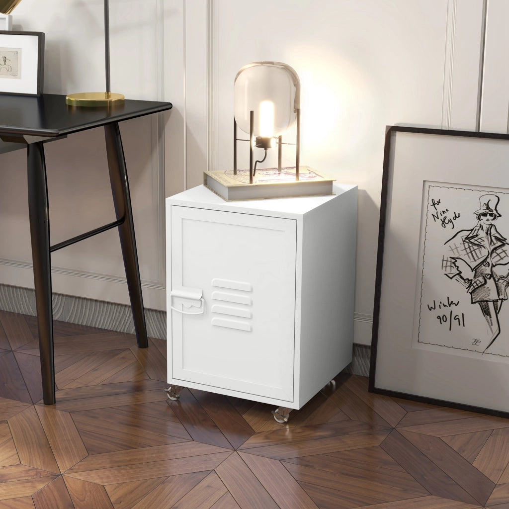 Cassettiera con Ruote e Ripiani Regolabili ¨C zephmum ¨C 38x38,5x55,5 cm Bianco