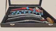 Cassa per gioielli vetrata per catene lunghe bracciali catene coperchio in vetro