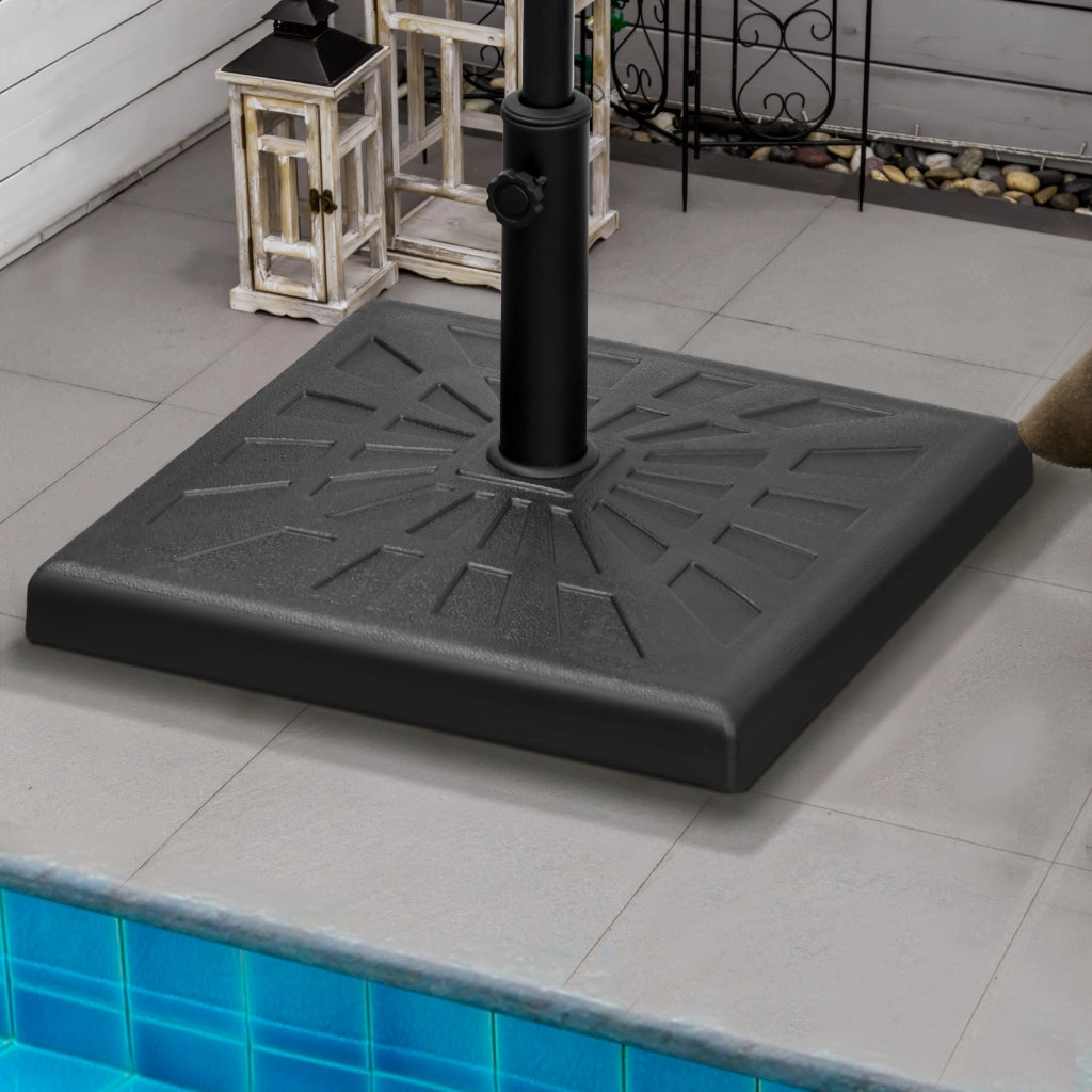 Base per Ombrellone di 19kg e 51x51x32 cm in Resina e Acciaio per Pali ?32mm, ?38mm e ?48mm, Nero