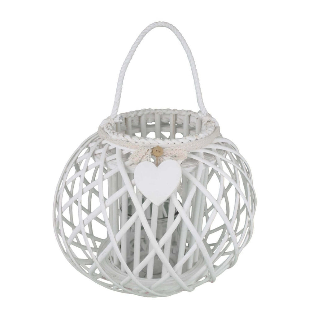 Lanterna in Vimini Rotonda in Vimini Vetro cm 40x40x32 - MAYA